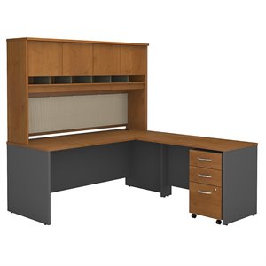Bush Business Furniture Series C 72W X 30D L-Desk With Hutch and 3 Drawer Mobile Pedestal
