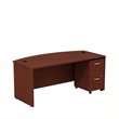 Series C 72W Bow Front Desk with File Cabinet in Mahogany - Engineered Wood