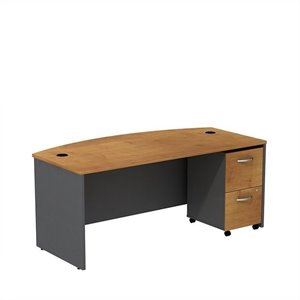 Bush Business Furniture Series C 72W X 36D Bowfront Shell Desk With Mobile Pedestal