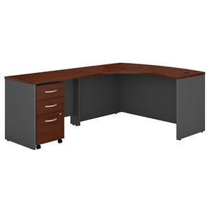 bush business furniture series c 60w x 43d lh l-desk with 3 drawer mobile pedestal