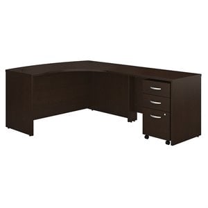 bush business furniture series c 60w x 43d rh l-desk with 3 drawer mobile pedestal