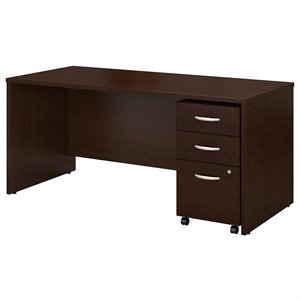 Bush Business Furniture Series C 66W X 30D Shell Desk With 3 Drawer Mobile Pedestal