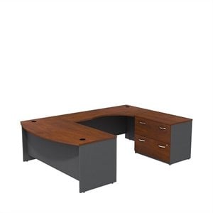 Bush Business Furniture Series C 72W X 36D Bowfront Desk in RH U-Station With Lateral File