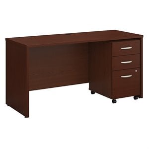 Bush Business Furniture Series C 60W X 24D Credenza Shell Desk With 3 Drawer Mobile Pedestal