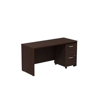 Bush Business Furniture Series C 60W X 24D Credenza Shell Desk With 2 Drawer Mobile Pedestal