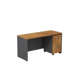 Bush Business Furniture Series C 60W X 24D Credenza Shell Desk With 2 Drawer Mobile Pedestal