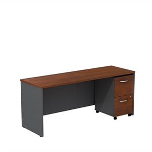 bush business furniture series c 72w x 24d credenza shell desk with 2 drawer mobile pedestal