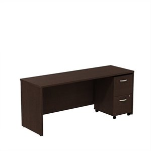 Bush Business Furniture Series C 72W X 24D Credenza Shell Desk With 2 Drawer Mobile Pedestal