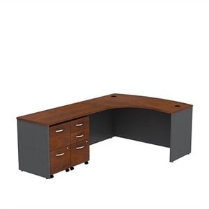 bush business furniture series c 60w x 43d bowfront lh l-desk with 2 mobile pedestals