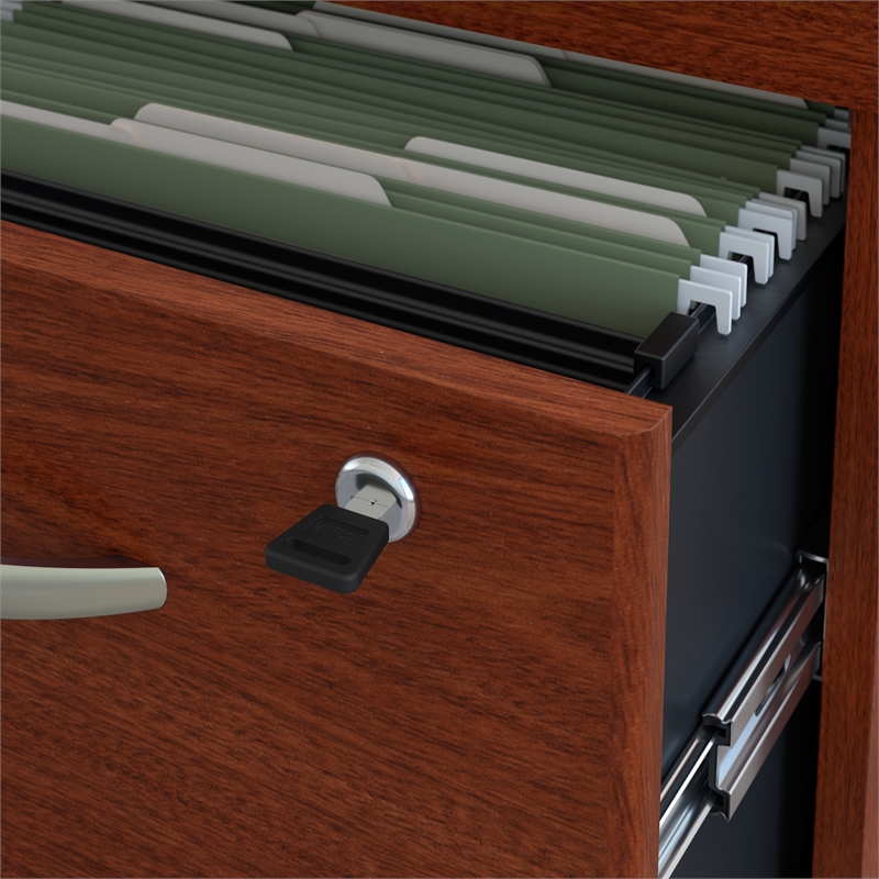 Series C 72W U Shaped Desk with File Cabinets in Mahogany - Engineered Wood