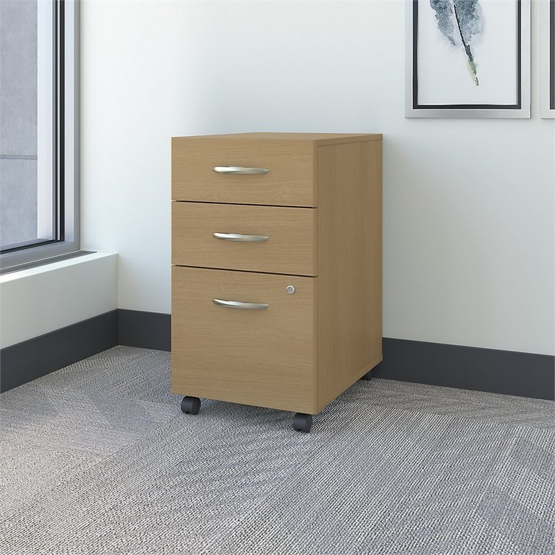 Series C 3 Drawer Assembled Mobile File Cabinet In Light Oak Wc60353su