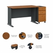 Series A 48W Desk with Drawers in Natural Cherry and Slate - Engineered Wood