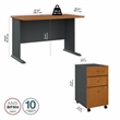 Series A 48W Desk with Drawers in Natural Cherry and Slate - Engineered Wood