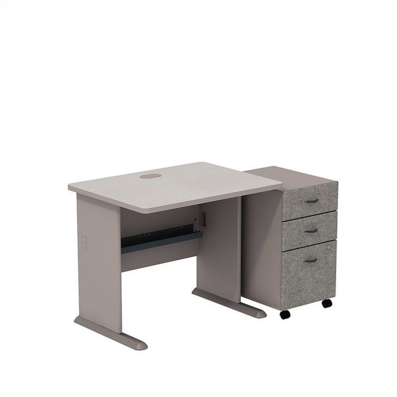 Bush Business Series A 36 Desk With Mobile File Cabinet In Pewter