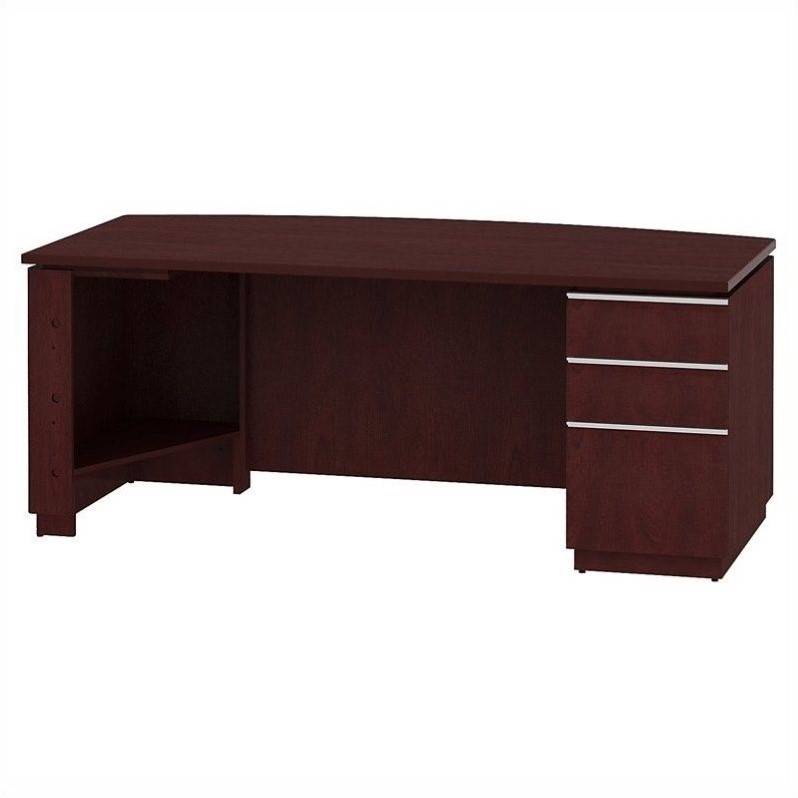 Bush Business Milano2 72w Rh Pedestal Bow Front Desk In Harvest Bush Business Milano2 72w Rh Pedestal Bow Front Desk In Harvest Cherry