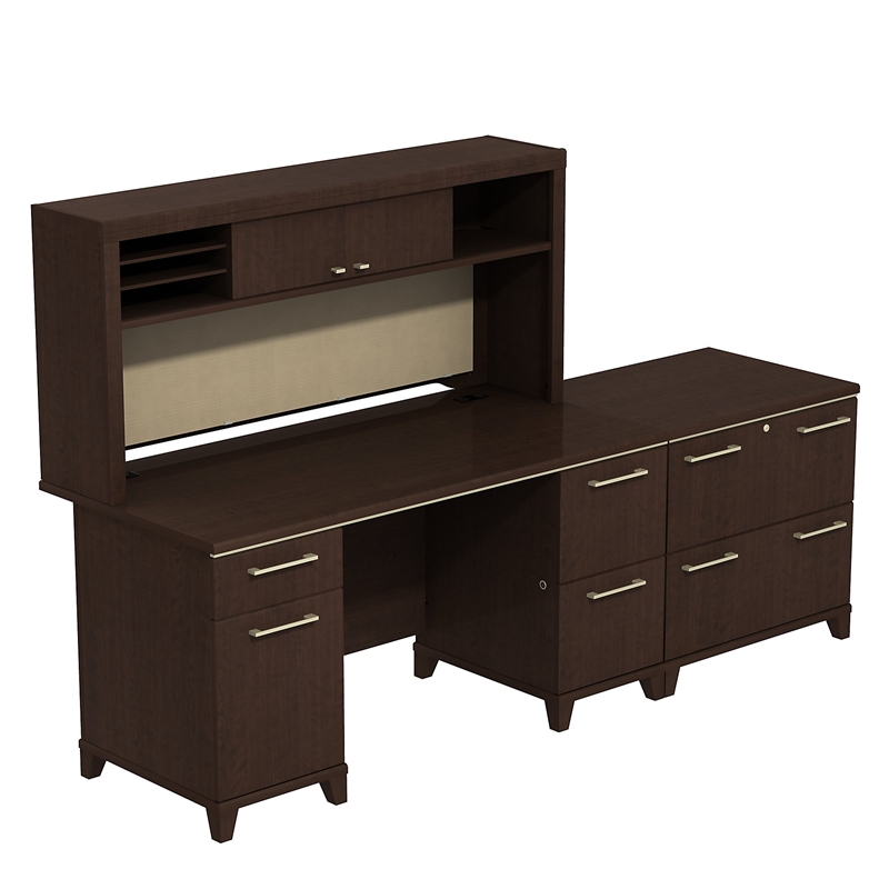 Enterprise 60w Double Pedestal Desk Office Suite In Mocha Cherry