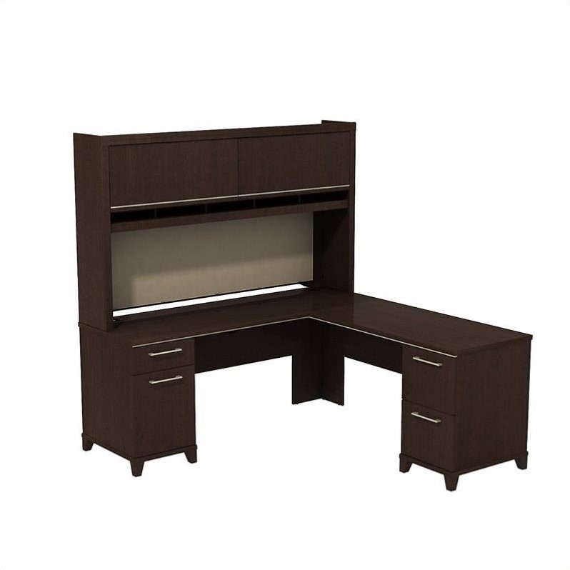 Bush Business Furniture Enterprise 72W x 72D LDesk with Hutch in Mocha