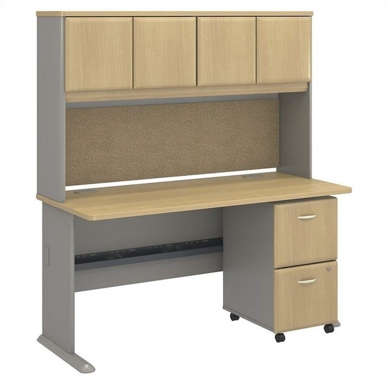 Bush Business Series A 60 Desk With Hutch In Light Oak Sra039losu Bush Business Series A 60