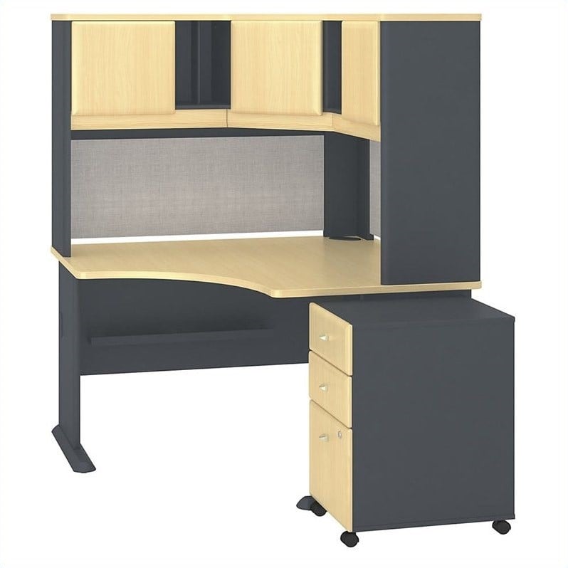 Bush Business Furniture Series A 48W Corner Desk with Hutch and Mobile