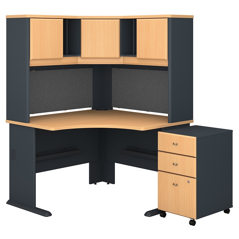 Series A 48w Corner Desk With Hutch And Mobile File Cabinet In