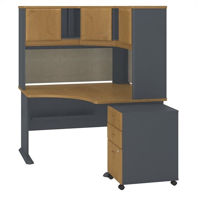 Bush Business Furniture Series A 48W Corner Desk with Hutch and Mobile