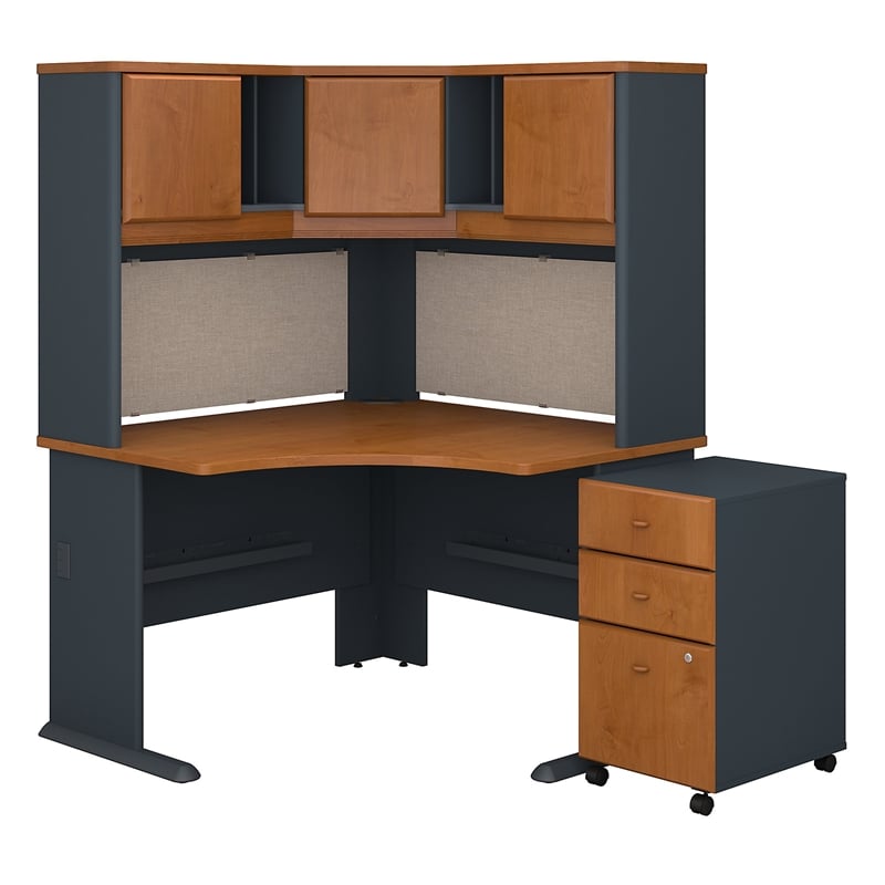 Bush Business Furniture Series A 48W Corner Desk with Hutch and Mobile