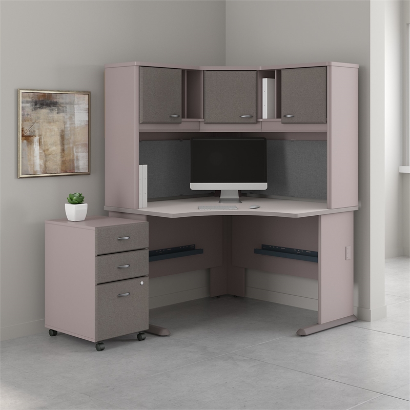 Bush Business Furniture Series A 48W Corner Desk with Hutch and Mobile