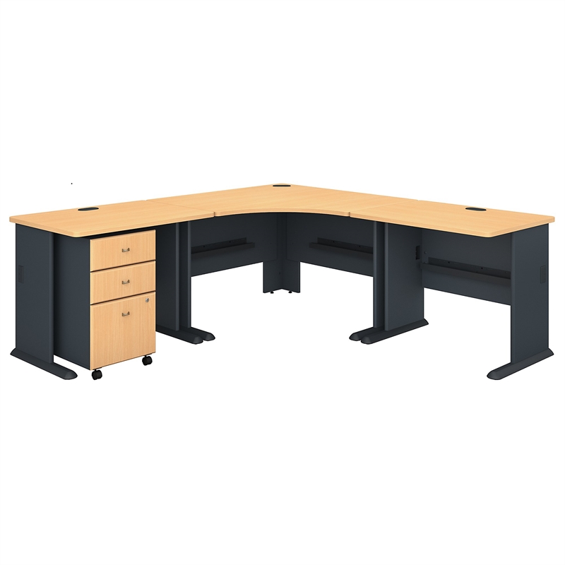 Series A 84w X 84d Corner Desk With Mobile File Cabinet In Beech