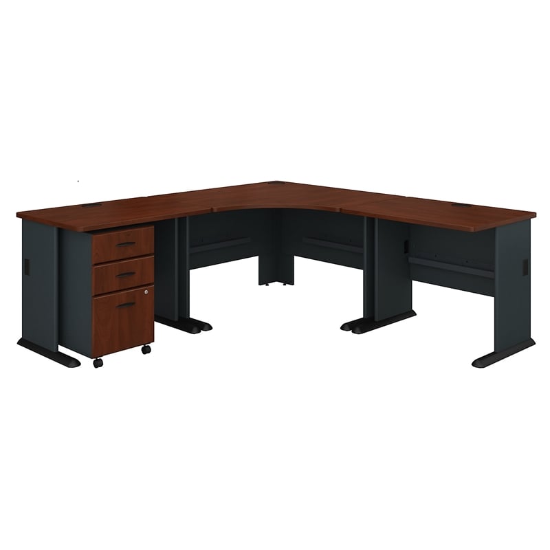 Series A 84W x 84D Corner Desk with Mobile File Cabinet in Cherry