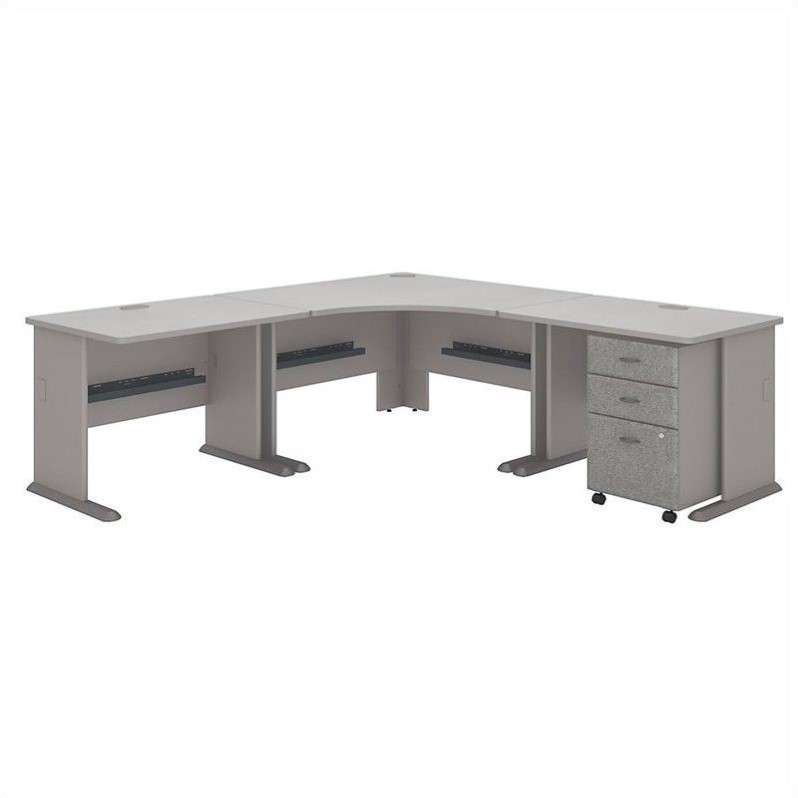Bush Business Furniture Series A 84W x 84D Corner Desk with Mobile File in Pewter