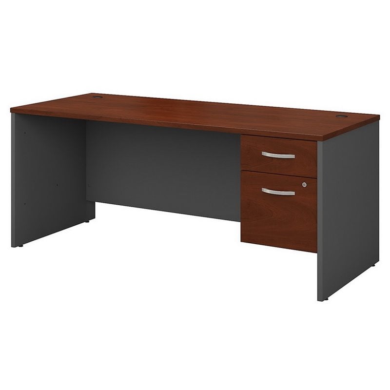Bush Business Series C 2 Drawer Desk With Pedestal In Hansen Cherry Bush Business Series C 2 Drawer Desk With Pedestal In Hansen Cherry