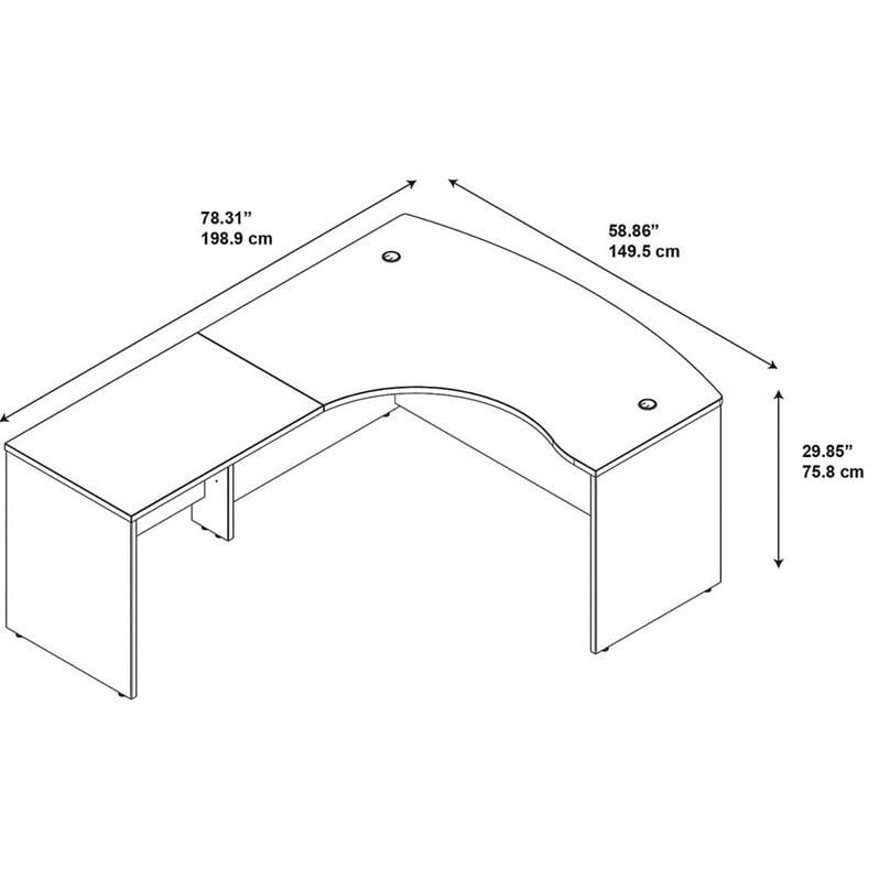 Bush Business Furniture Series C Elite 60Wx43D Left L-Bow Desk Shell/Return