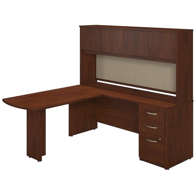 Bush Business Series C Elite L Computer Hutch Desk In Hansen Cherry