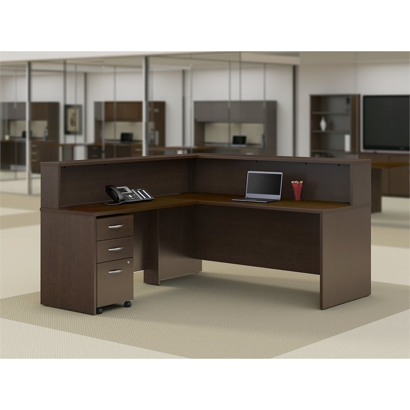 Series C Elite 72w L Shaped Reception Desk With Storage In Cherry