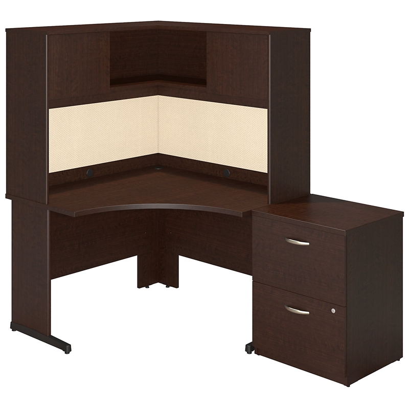 Series C Elite 48W C Leg Corner Desk with Hutch and Storage in Cherry