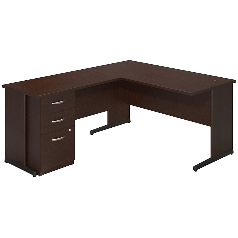 Series C Elite 60w Leg L Shaped Desk With Storage In Mocha Cherry