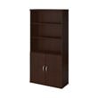 36W 5 Shelf Bookcase with Doors in Mocha Cherry - Engineered Wood