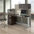 Office in an Hour Cubicle Desk with Storage in Mocha Cherry - Engineered Wood