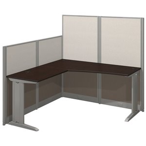 office in an hour 65w l shaped cubicle workstation in mocha cherry