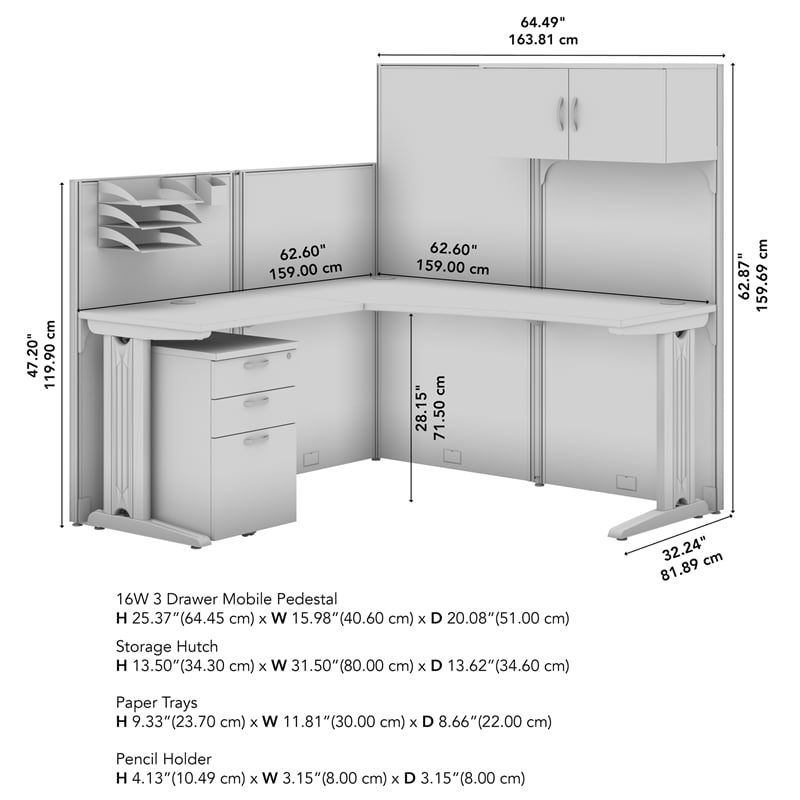 Office in an Hour L Shaped Cubicle Desk Set in Mocha Cherry - Engineered Wood