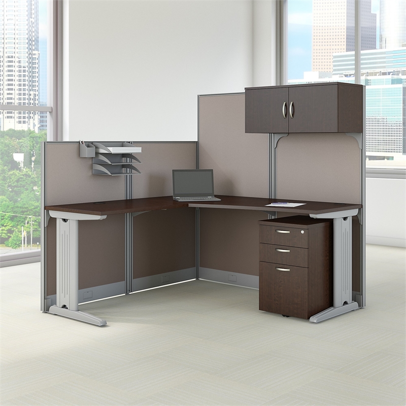 Bush Business Furniture Office in an Hour L Shaped Cubicle Workstation ...