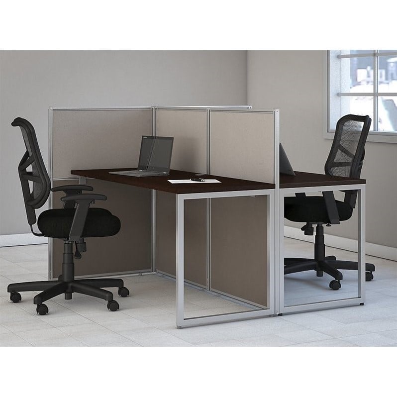 Bush Business Furniture Easy Office Wood Computer Desk for Two in Mocha Cherry