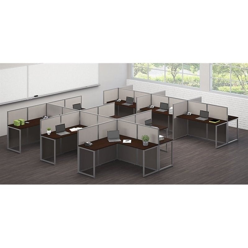 Bush Business Furniture Easy Office Wood Computer Desk for Two in Mocha Cherry