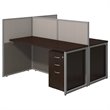 Easy Office 60W Two Person Straight Desk Office Suite in Mocha Cherry