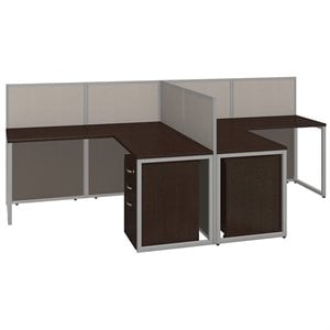 Bush Business Furniture Easy Office L Shaped Computer Desk for 2 in Mocha Cherry