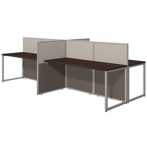 Bush Business Furniture Easy Office Wood Computer Desk for Four in Mocha Cherry
