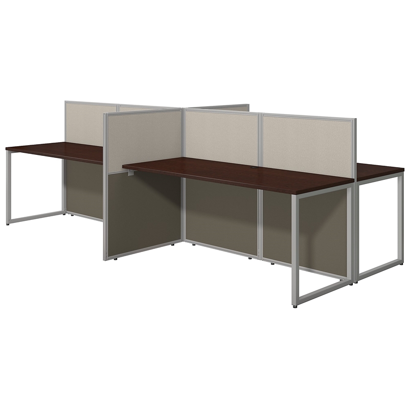Bush Business Furniture Easy Office Wood Computer Desk for Four in Mocha Cherry