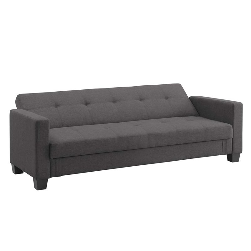 Linen Storage Convertible Sofa In Gray Linen Storage Convertible Sofa In Gray
