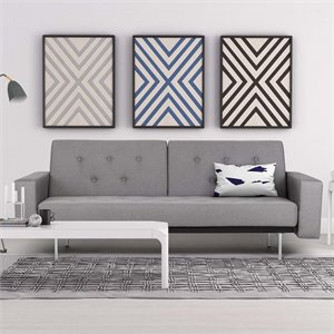 Linen Queen Convertible Sofa in Gray