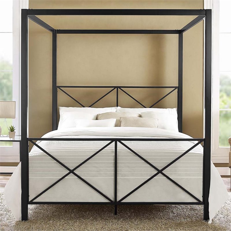 Dhp Rosedale Metal Canopy Bed Queen Gold - Hanaposy